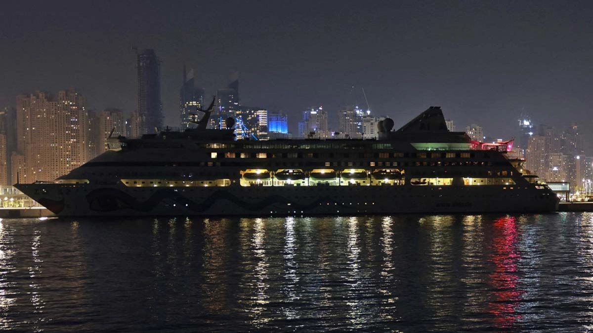 Woman on board cruise ship stuck in Middle East war zone reveals terrifying alerts the ship makes