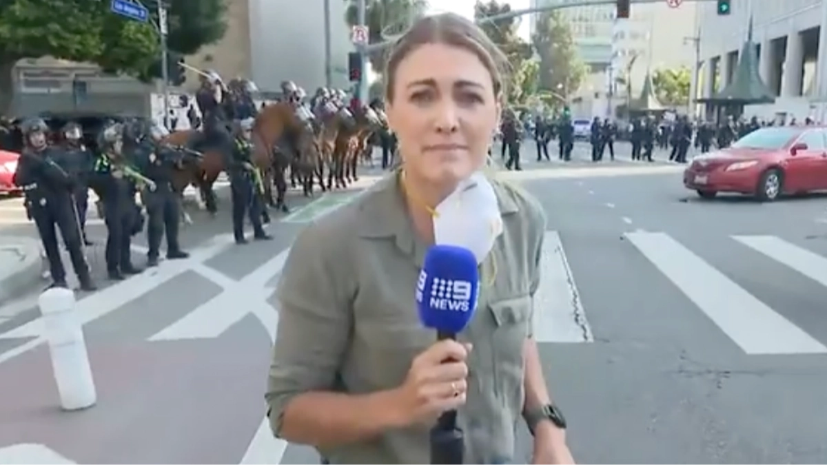 Horrifying footage shows moment journalist is shot by LAPD while reporting live on anti-ICE protests