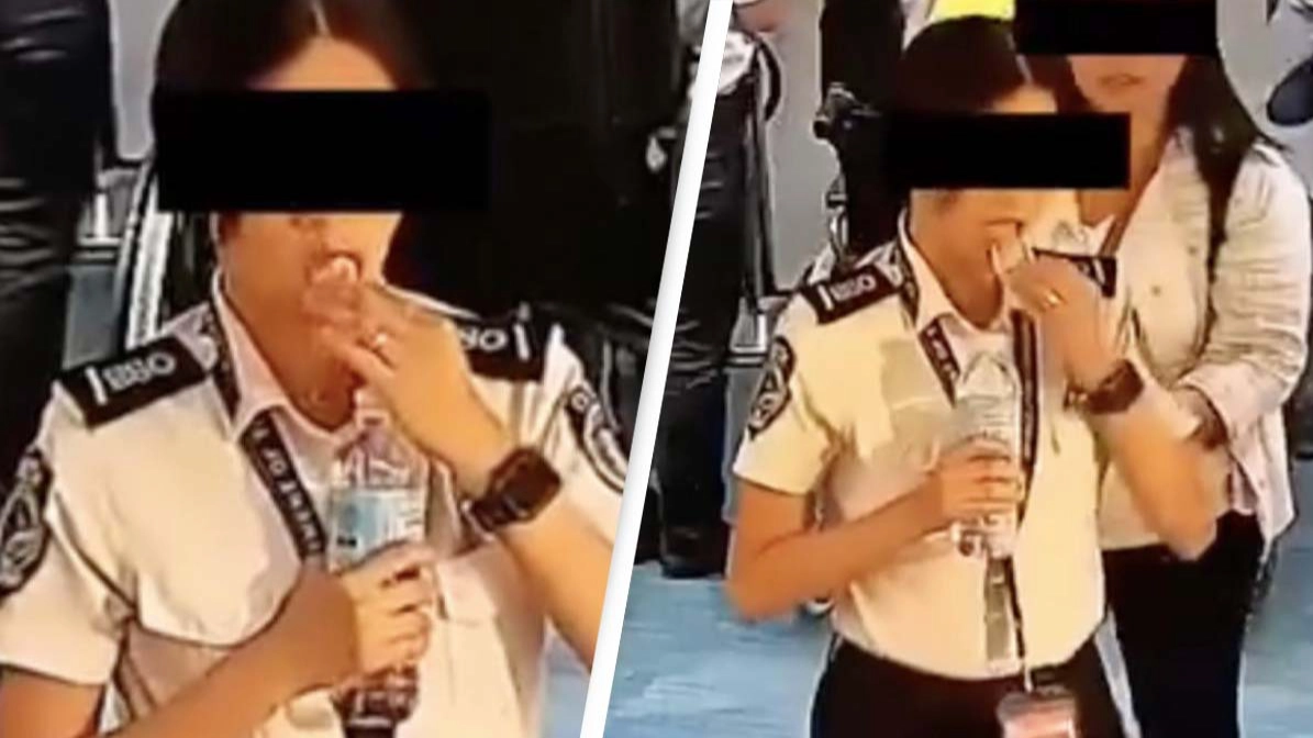 Airport security official who was caught swallowing passenger's $300 claims it was chocolate