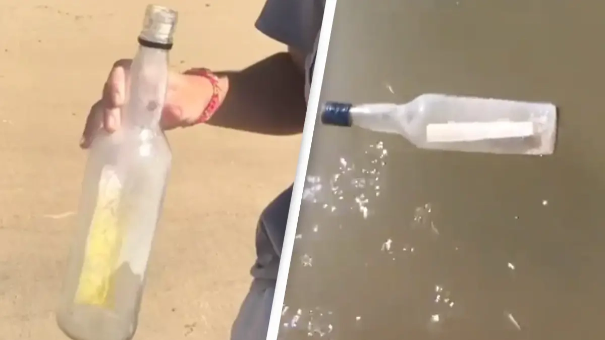 Couple make morbid discovery after picking up what they thought was 'message in a bottle'