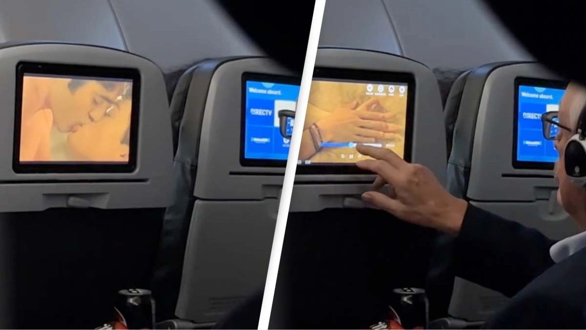 Man's reaction to watching X-rated movie scene on a plane is leaving people divided