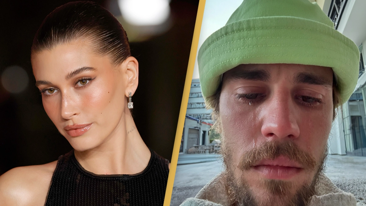 Hailey Bieber reacts after Justin Bieber posts photos of himself crying online