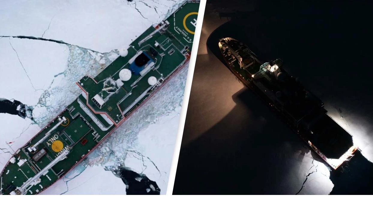 Ship Gets Stuck In Ice Trying To Track Down Another Abandoned Ship Stuck In Ice