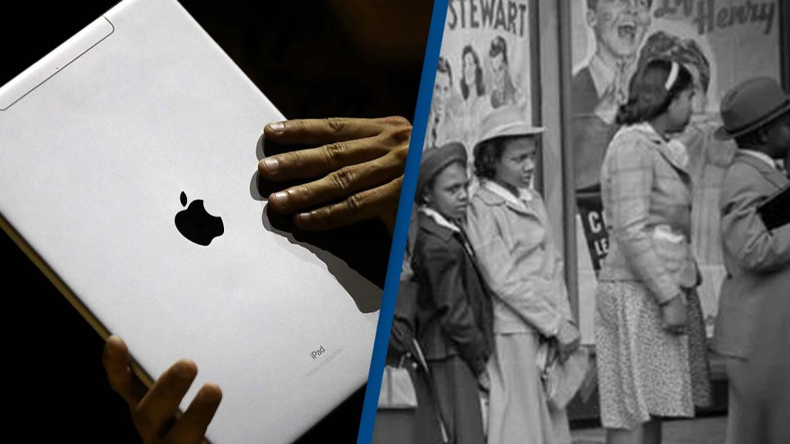People are convinced old photo is 'proof of time travel' as it shows child holding 'iPad'