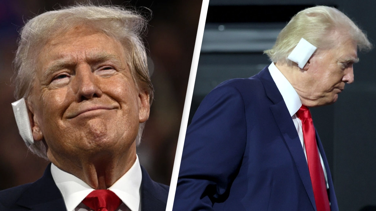 Trump displays injury in first public appearance since attempted assassination