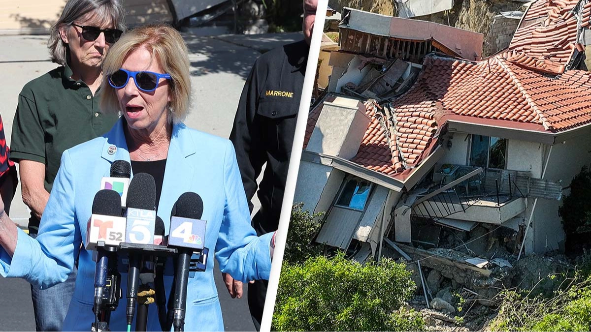 California residents were given 20 minutes to evacuate after neighborhood began sliding down hill