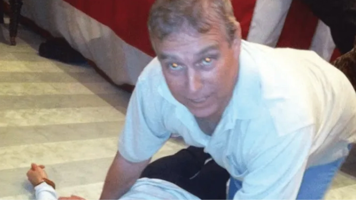 Disturbing pictures of Andrew kneeling over woman along with emails to Epstein released in new files
