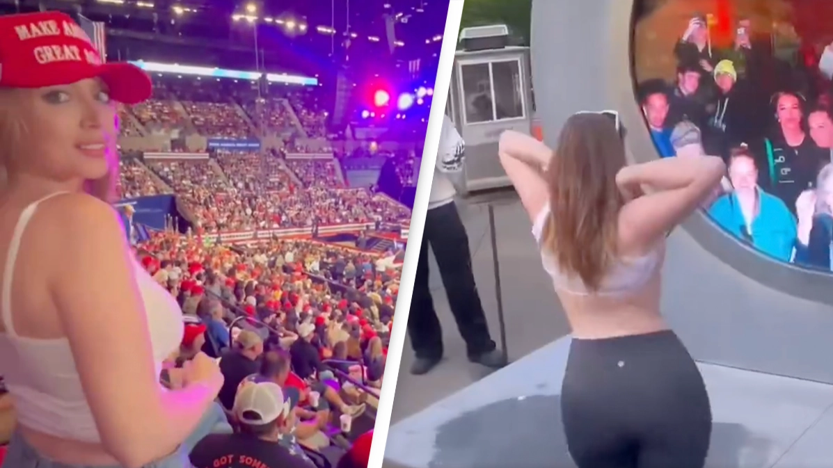 OnlyFans model who flashed the portal pulls the same stunt at Trump rally before being kicked out