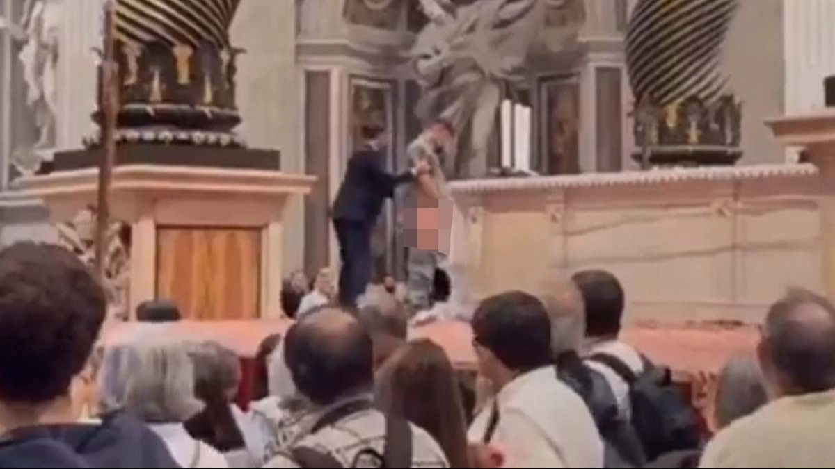 Man caught 'urinating' on sacred Vatican altar in front of hundreds of horrified people at holy mass