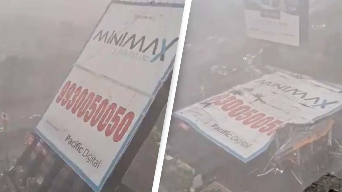 Horrifying footage captures the moment 220-foot-by-160-foot billboard collapsed killing 14 people