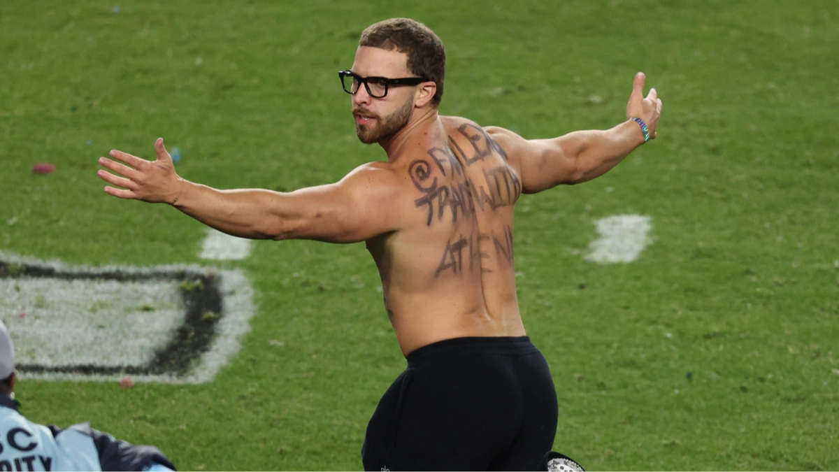 Super Bowl streaker shares POV of incident where he ran across field with three words on his body