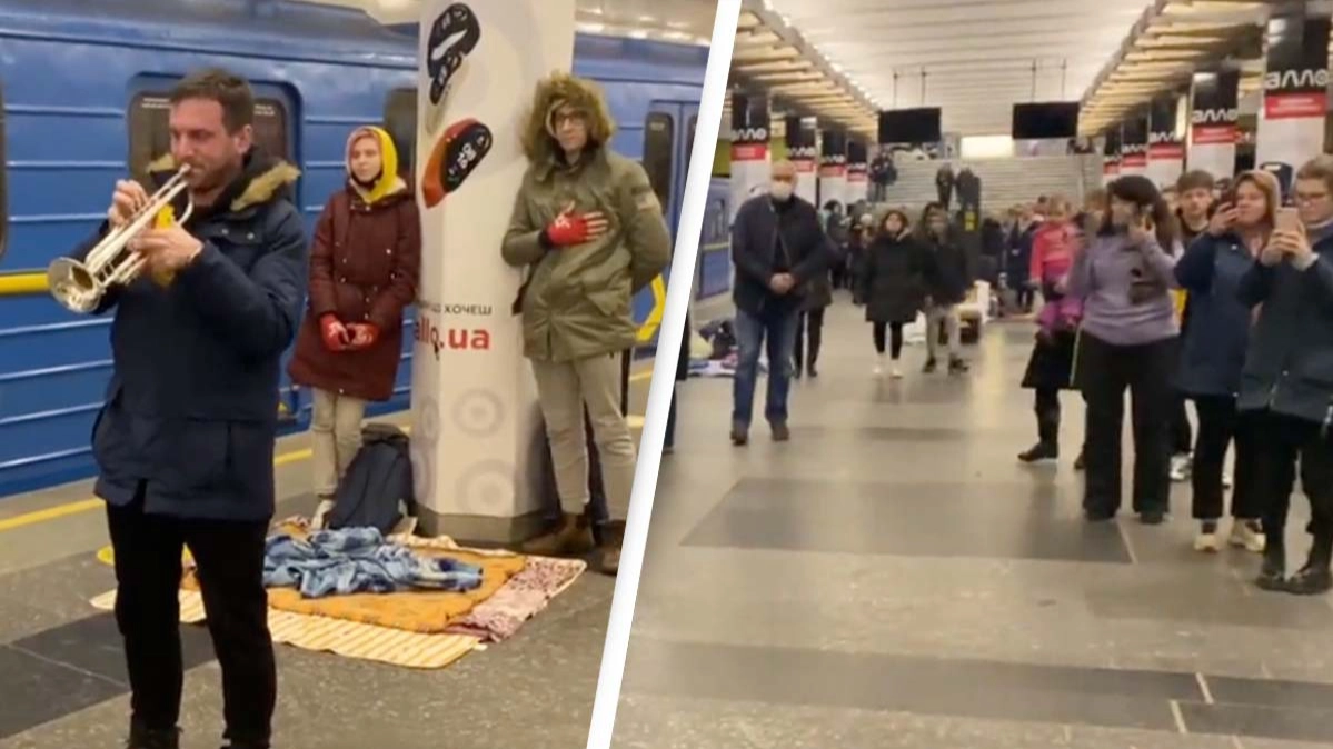 Ukraine: Emotional Footage Captures National Anthem Being Played In Metro Station-Turned-Bomb Shelter