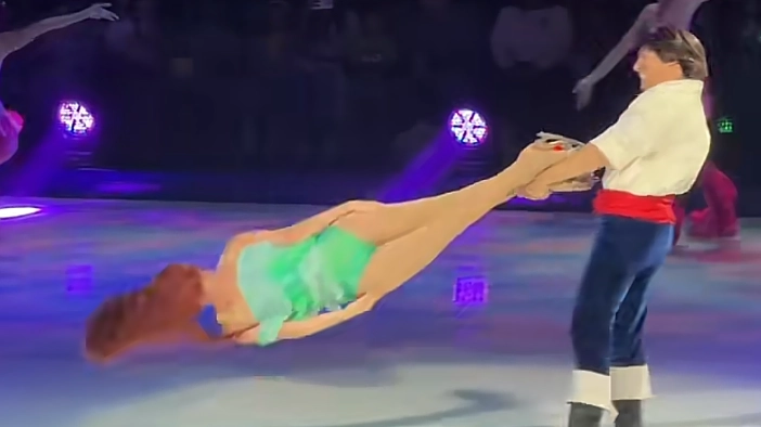 Footage shows Disney on Ice stunt go horribly wrong as skaters try move often illegal in competition