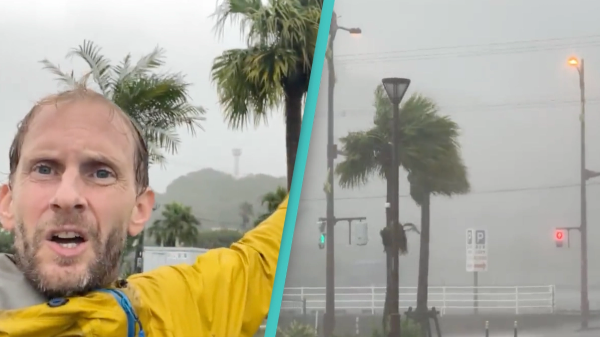 Man shares eerie footage from being inside 'eye of the storm' as record-breaking typhoon sweeps Japan
