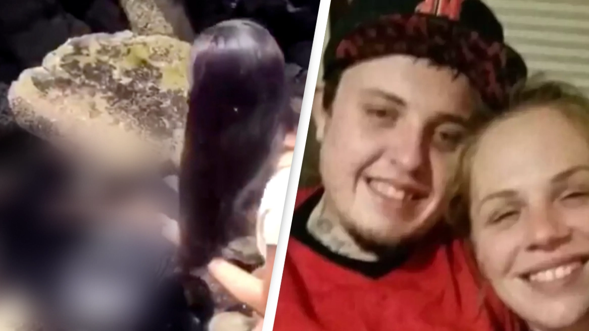 Group of teenagers accidentally discover a suitcase containing human remains in chilling footage