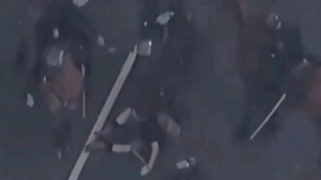 Disturbing footage shows moment LAPD trample man with horses repeatedly at anti-ICE protests