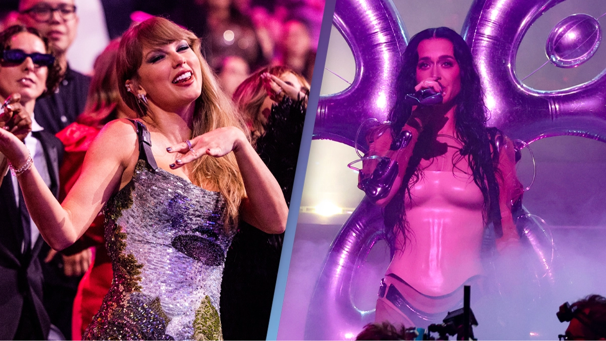 Taylor Swift has hilarious reaction to Katy Perry kissing a female performer on VMA stage