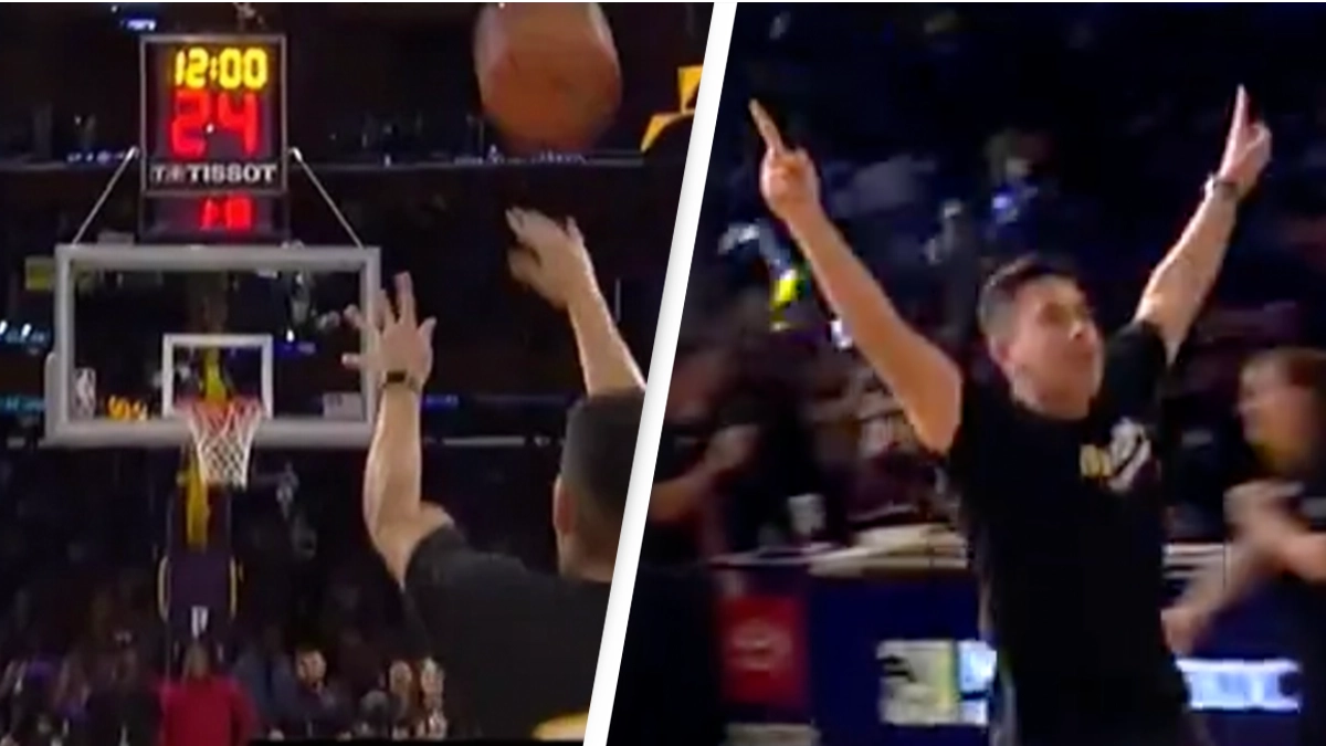 Man wins $100,000 after scoring unbelievable half-court basketball shot