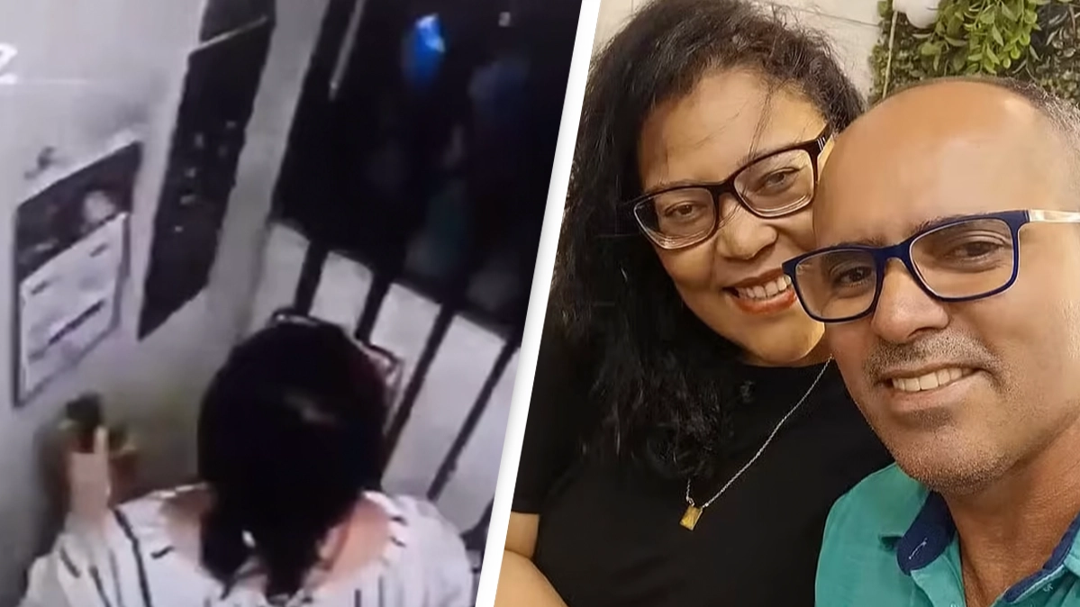 Woman dies after elevator plunged five storeys to the ground while her husband helplessly watched on CCTV