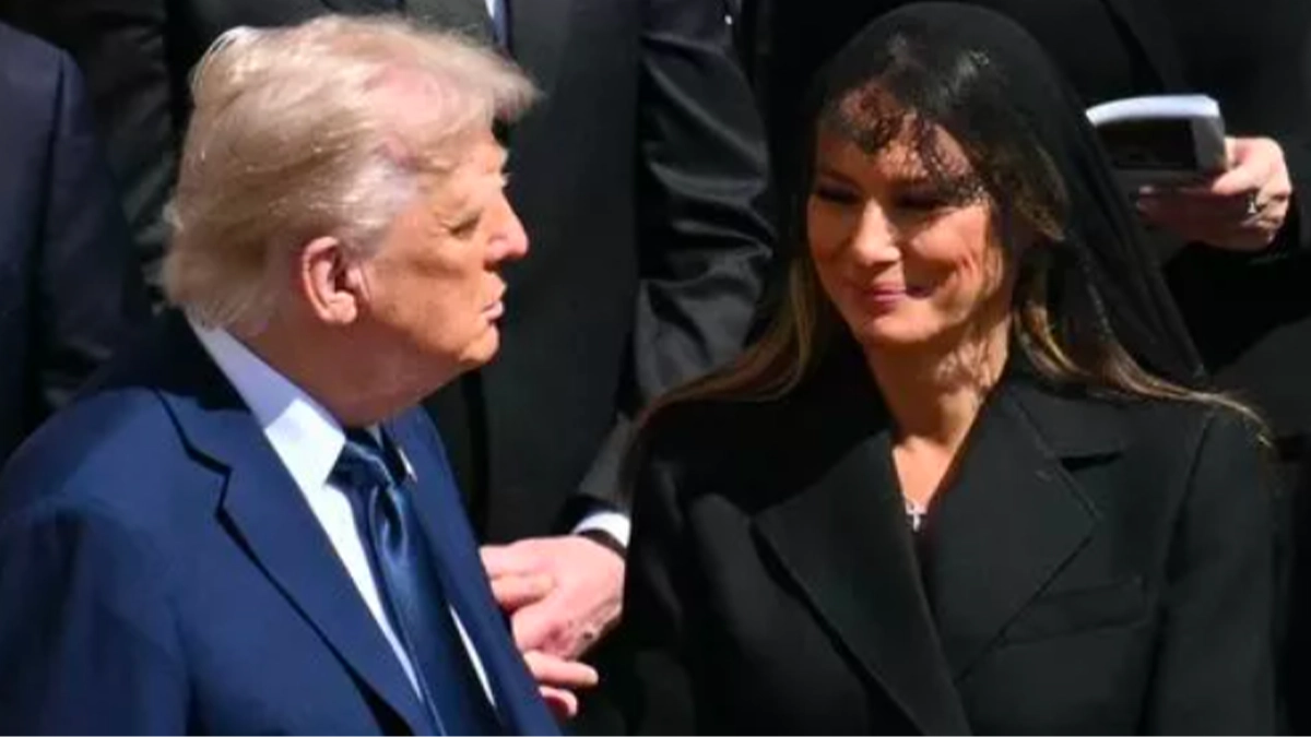 Lip reader 'reveals' 7-word comment Trump whispered to Melania at Pope's funeral before giving him 'side-eye'