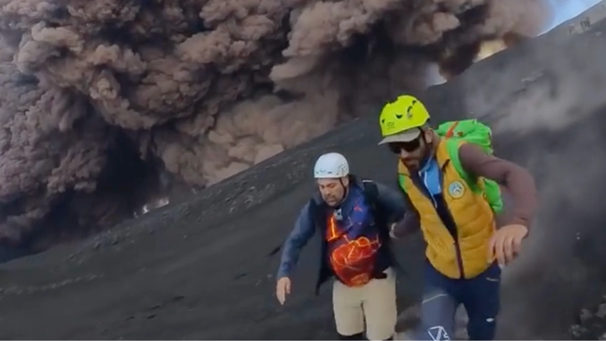 Horrifying footage shows moment Mount Etna erupts leaving tourists and guides running for their lives