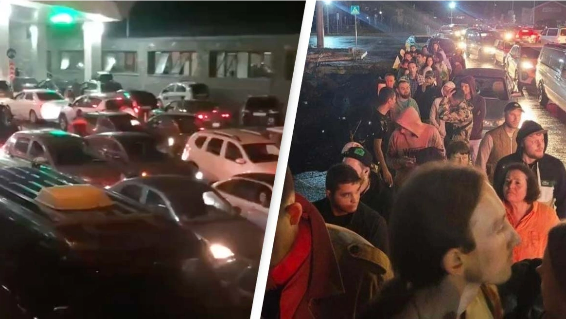 Queues go back for miles as people try to leave Russia to avoid Putin's call-up
