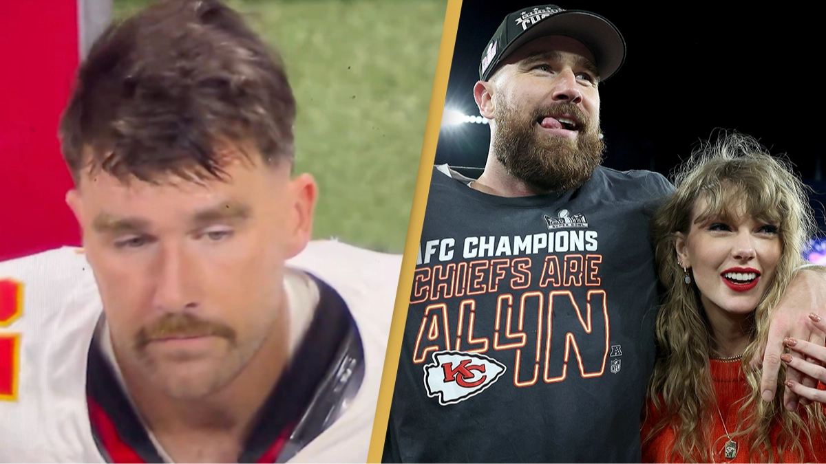 Travis Kelce looks 'absolutely done' on Chiefs bench in viral video after Taylor Swift skipped game