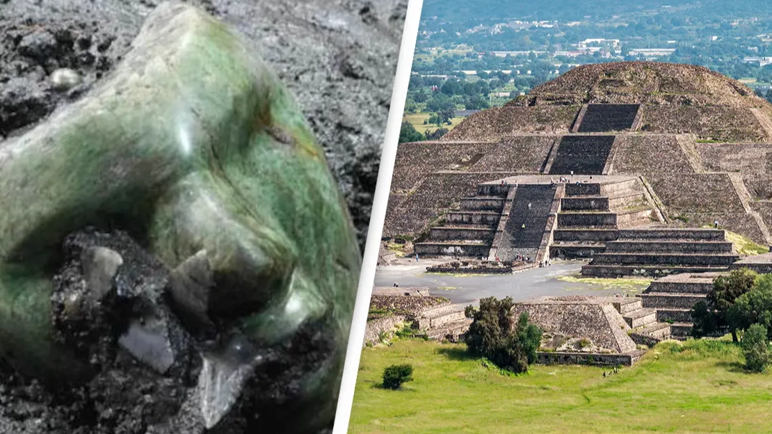 2000-year-old mask discovered at the base of Pyramid of the Sun has everyone pointing out the same thing