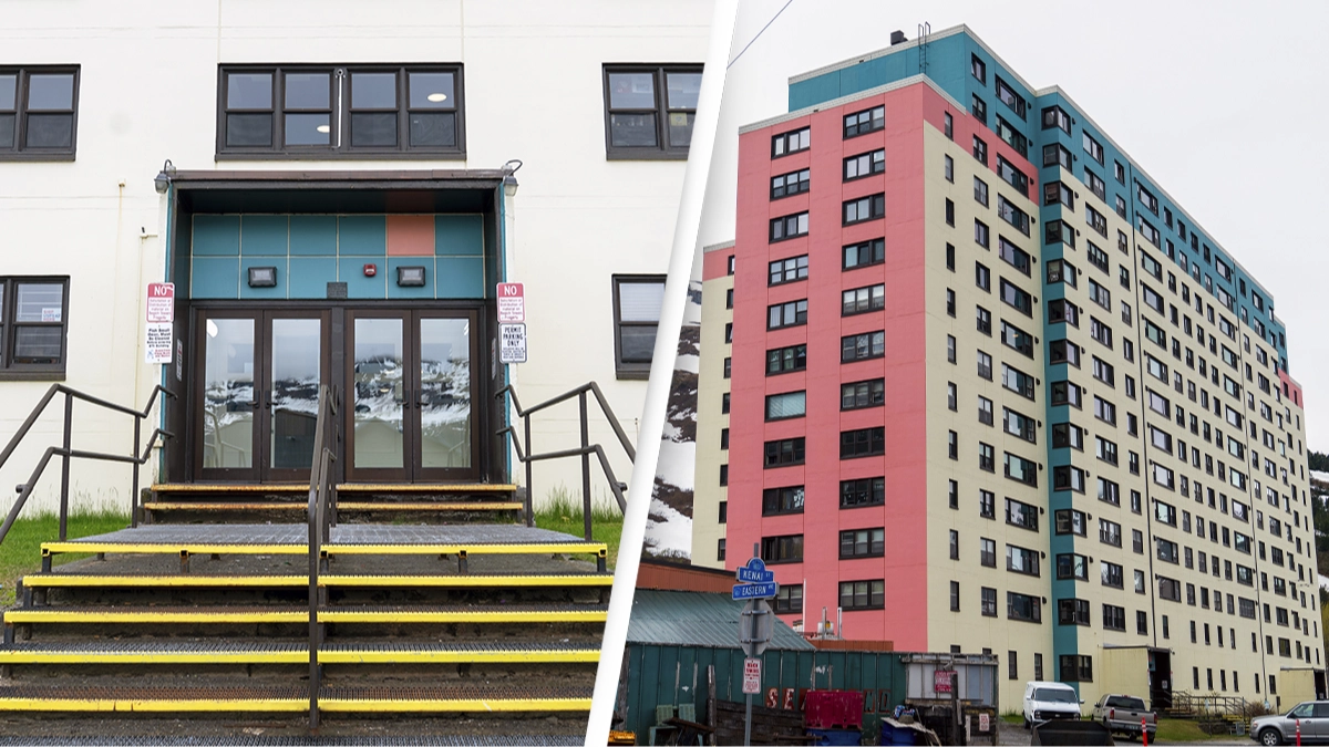 Remote city where most of population lives in one building and can only be visited at certain times of day
