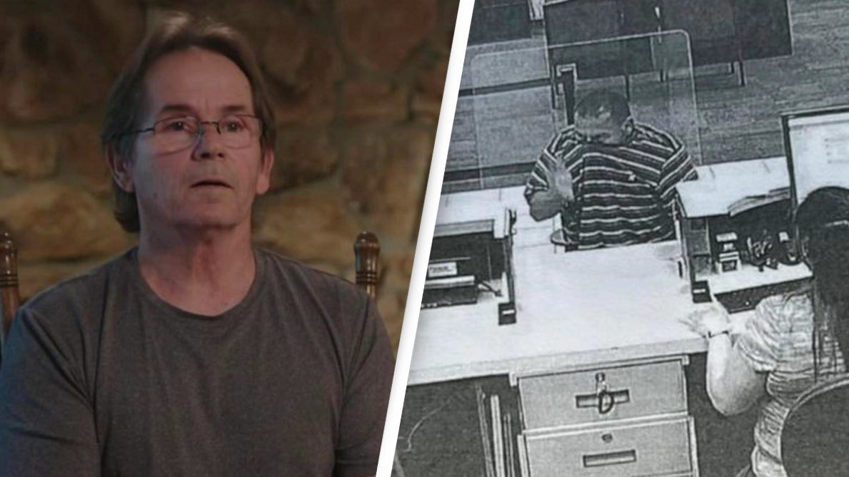 Incredible moment man stops bank robbery with a hug