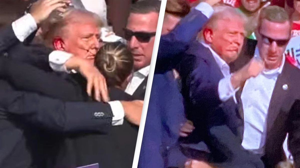 Donald Trump rushed off stage mid-speech at rally in suspected shooting