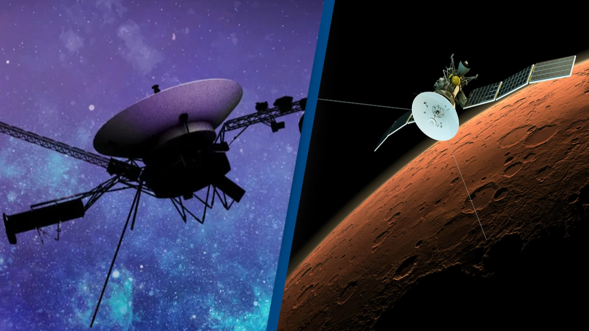 Voyager 1 spacecraft reconnects with Earth from 24,000,000,000 kilometers away on transmitter not used in 43 years