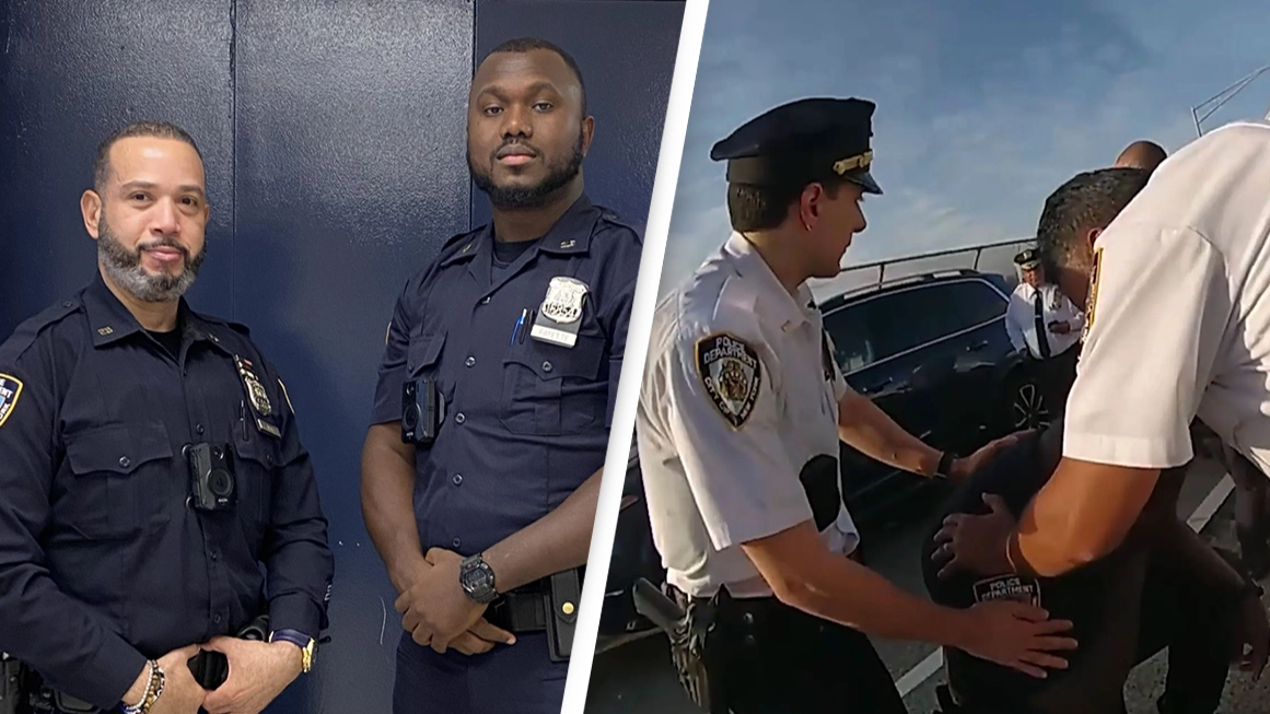 Cop breaks down in tears as man is rescued from overpass ledge