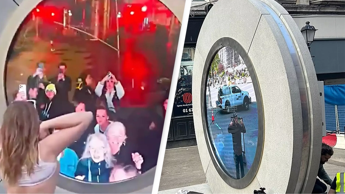 Video portal that allowed people from New York City and Dublin to interact in real-time returns but in different location