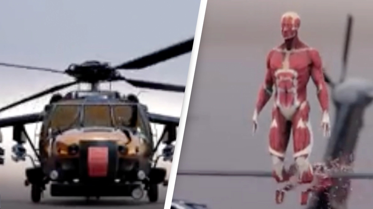 Horrifying simulation shows what would happen if you fell into the blades of a helicopter