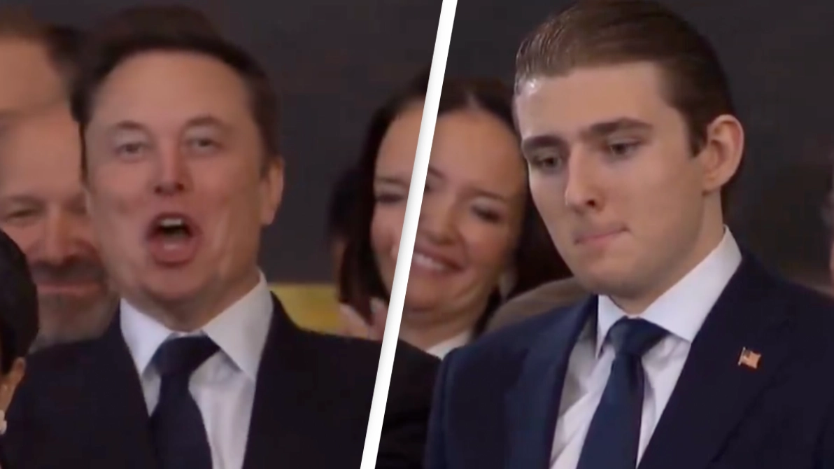 People in hysterics at Barron Trump's reaction to Elon Musk's celebration during Donald Trump's inaugural address