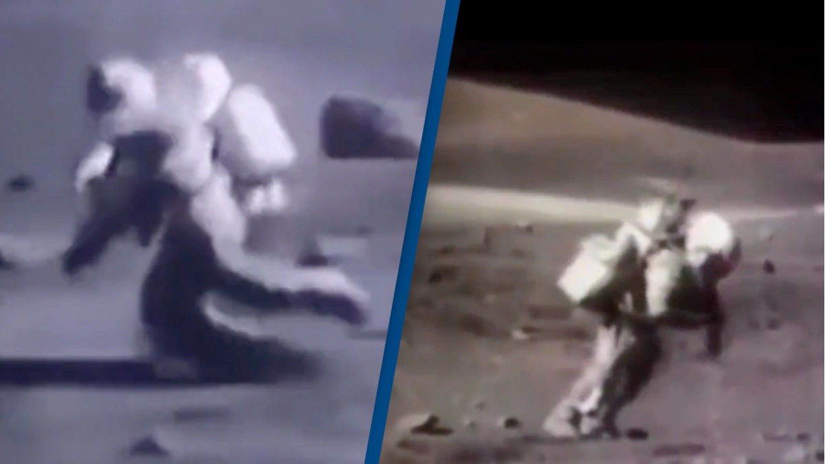 NASA's rarely seen moon walk footage is 'triggering' people to question if any of it was real