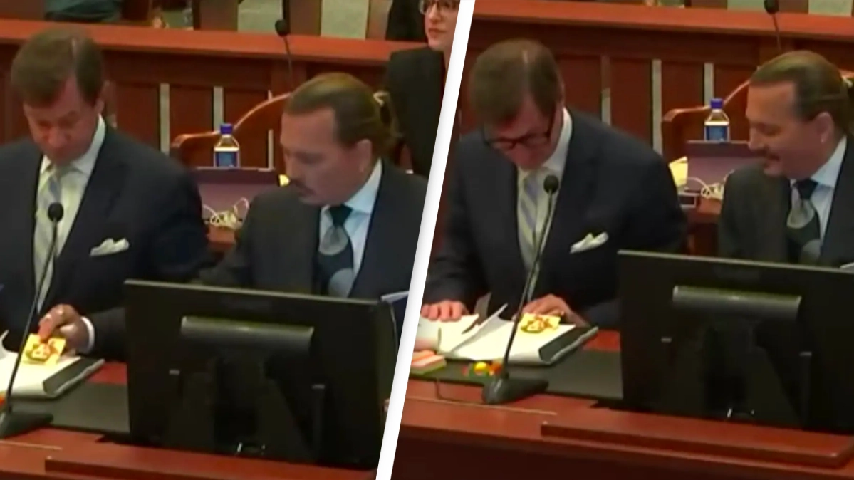 Johnny Depp Caught Drawing Bizarre Sketch In Court And Showing It Off To Lawyer