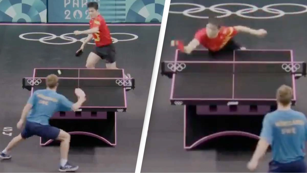Olympic table tennis athlete pulls off outrageous shot that 'defies physics' as he 'snakes' opponent in final