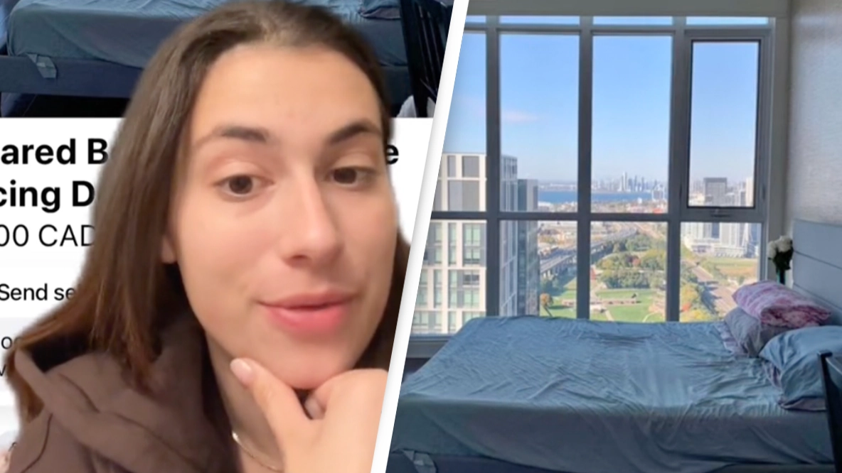 Woman reacts to 'unhinged' rental listing where the tenant is required to sleep in the same bed with her