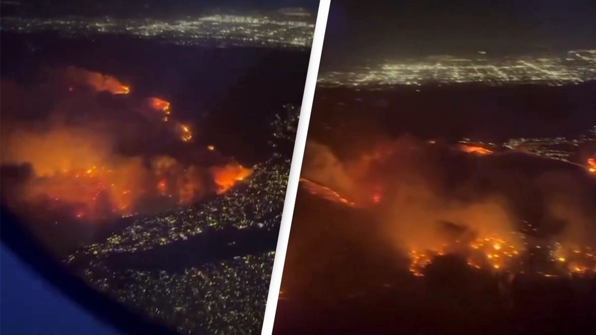 Horrifying footage taken from plane shows devastating extent of Los Angeles wildfires