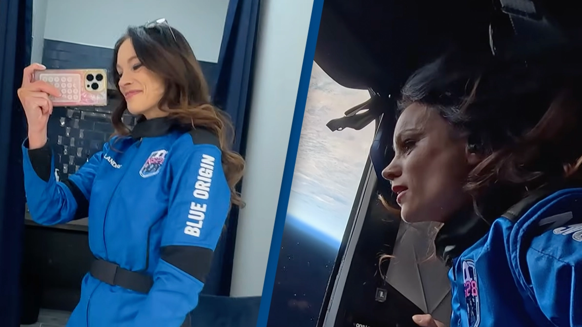 Female astronaut is launched into space for first time at 2,300mph in controversial footage that Blue Origin was forced to delete