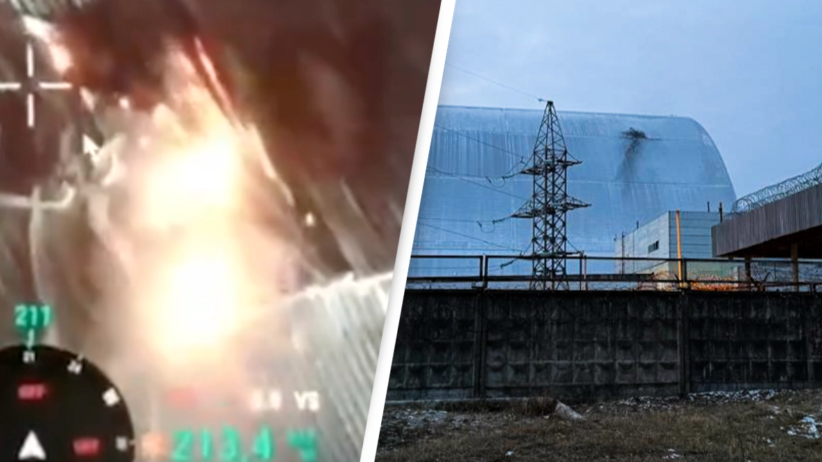 Shocking footage shows Russian drone hitting Chernobyl power plant that 'protects the world from radiation'