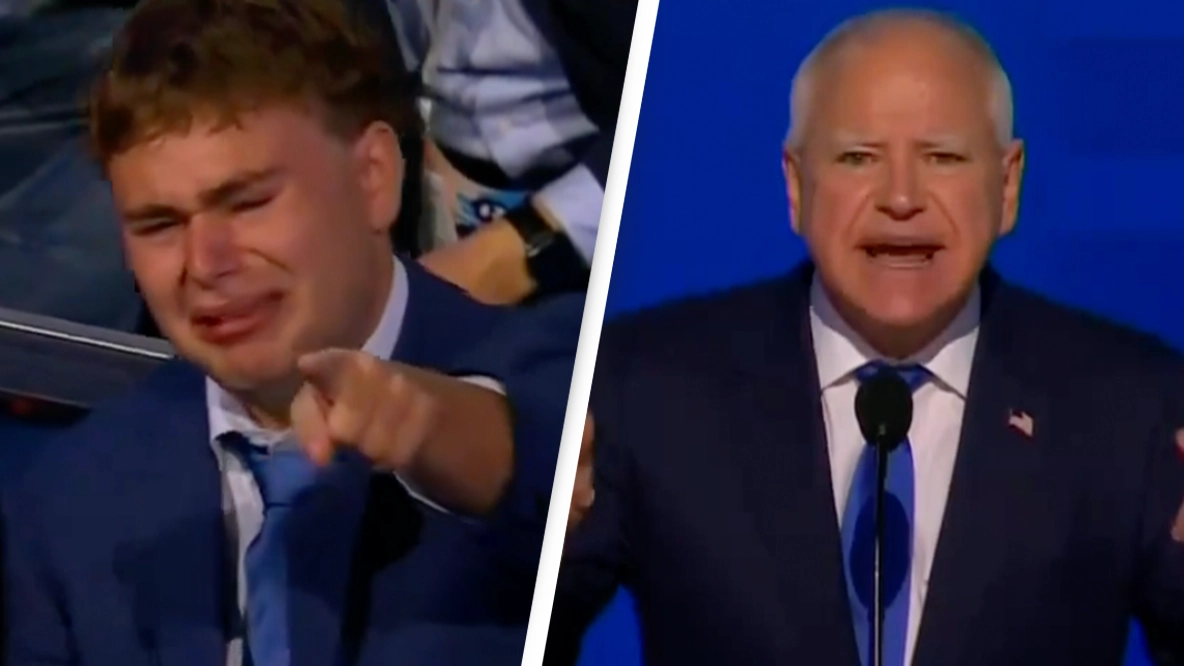 'Beautiful' footage of Tim Walz's neurodivergent son watching his dad's DNC speech has people 'in tears'