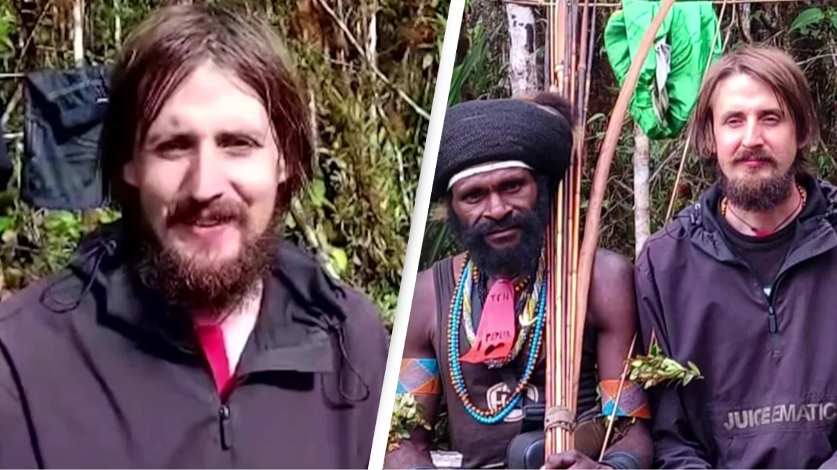 Chilling footage released of pilot taken hostage by villagers with bow and arrows after he landed in remote area