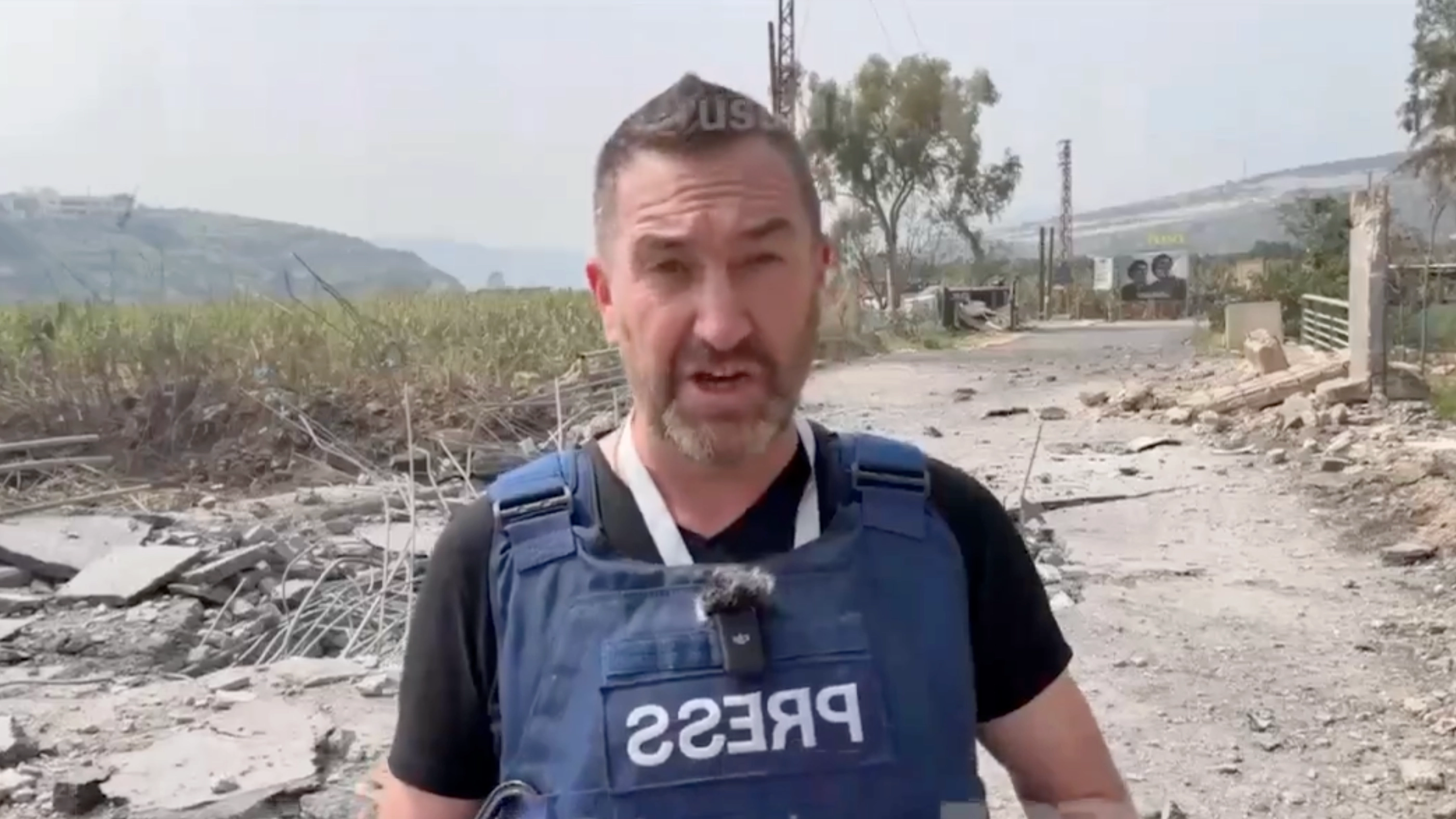 Chilling moment Israeli missile hits meters away from British journalist during live report in Lebanon