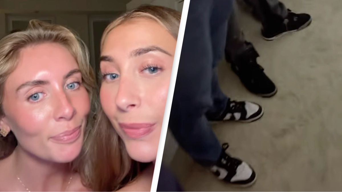 OnlyFans creators film 'disgusting' line of men waiting to have sex with them as they embark on freshman challenge