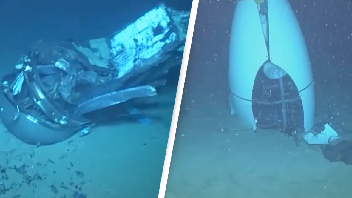 Shocking new footage of Titan sub shows extent of damage as front of imploded vessel is revealed
