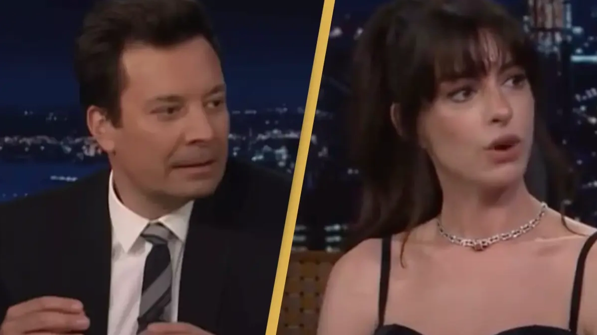 Jimmy Fallon praised for quick-thinking response in interview with Anne Hathaway that took an uncomfortable turn