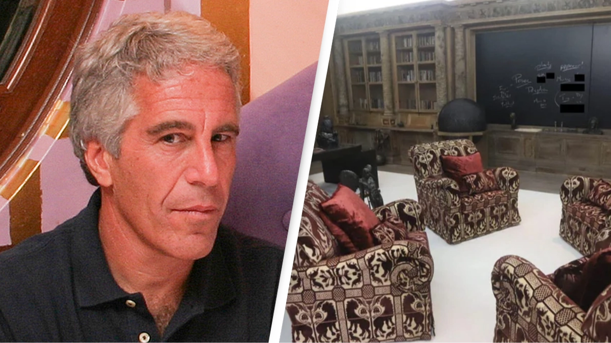 Bizarre words written on Jeffrey Epstein’s chalkboard spark dark theory as never before seen photos and videos released